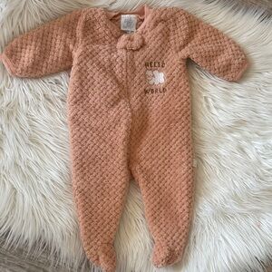 Cozy Peach Baby One Piece Super Soft Sherpa 0-3m